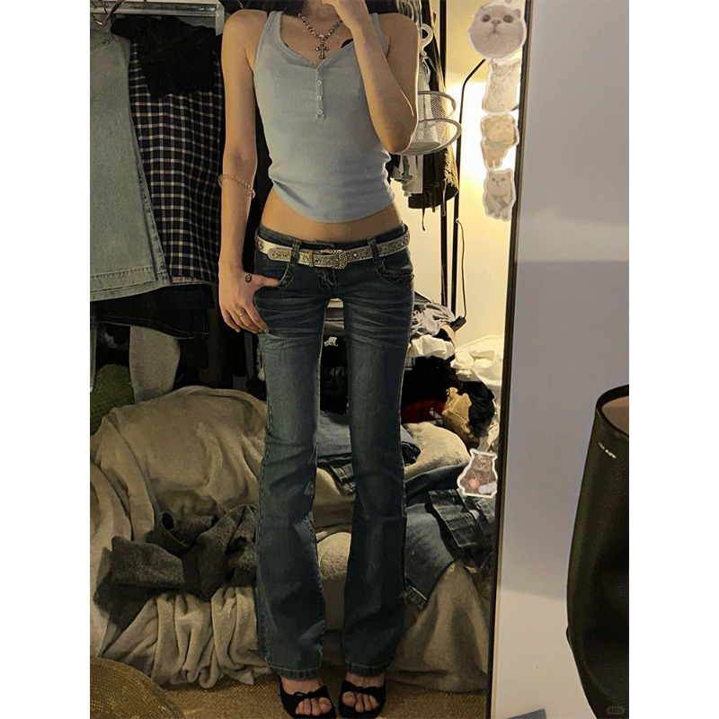 Women Shoes Jeans - Vintage High Street Low-Waisted Jeans Women