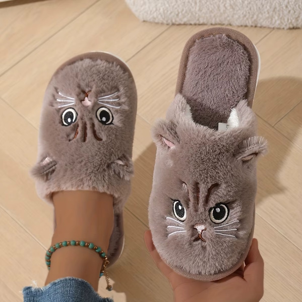 Women'S Shoes For Fall - Womens Plush Cat Slippers Winter Warm