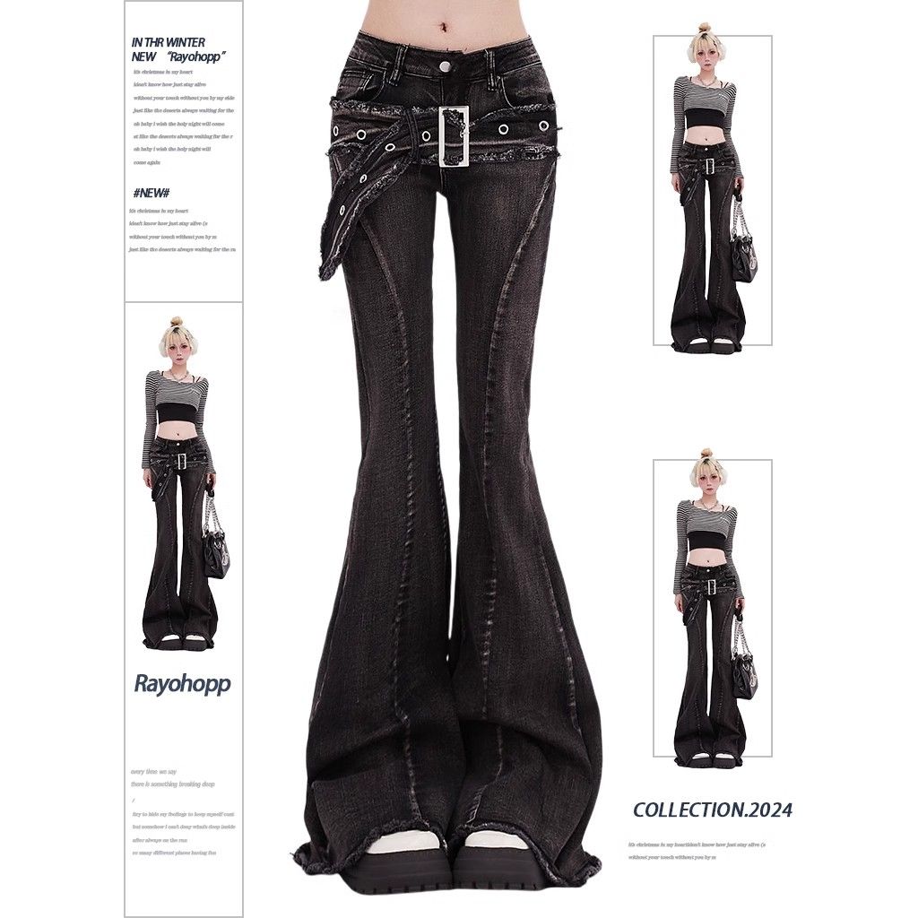 Women Shoes Jeans - Vintage Slim Micro-flare Jeans Women Ins