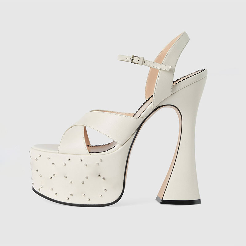 Women Shoes Black - Fashionable White Black Buckle High Heel