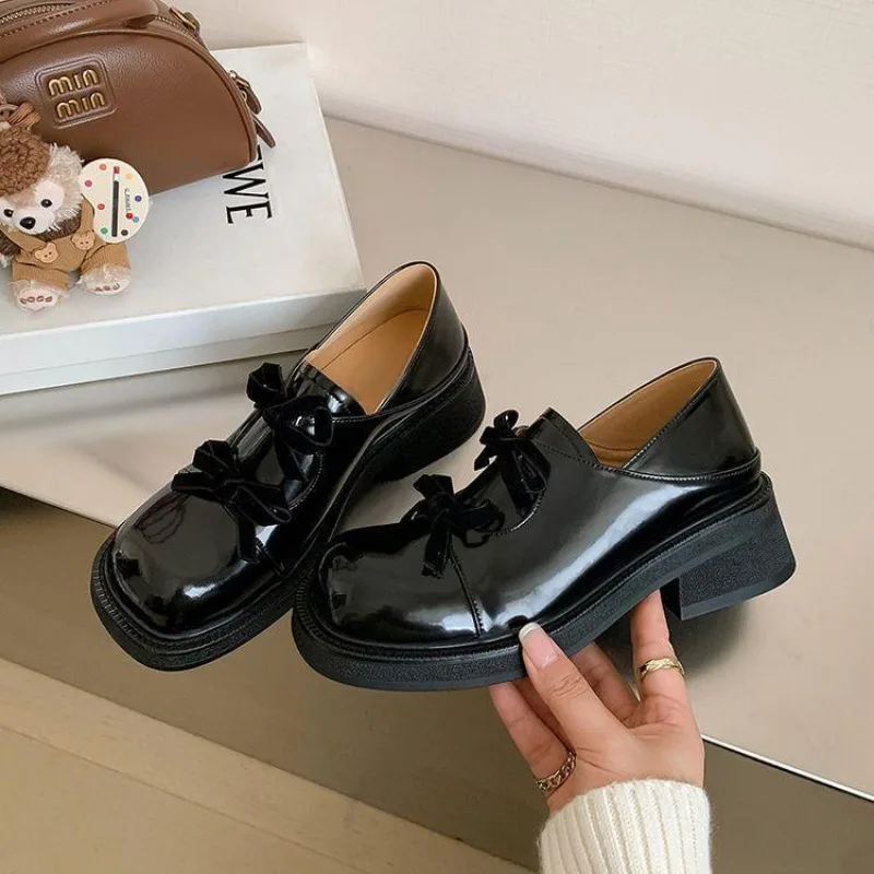Women Shoes Japanese Brand - With Bow Loafers Shoes for Women