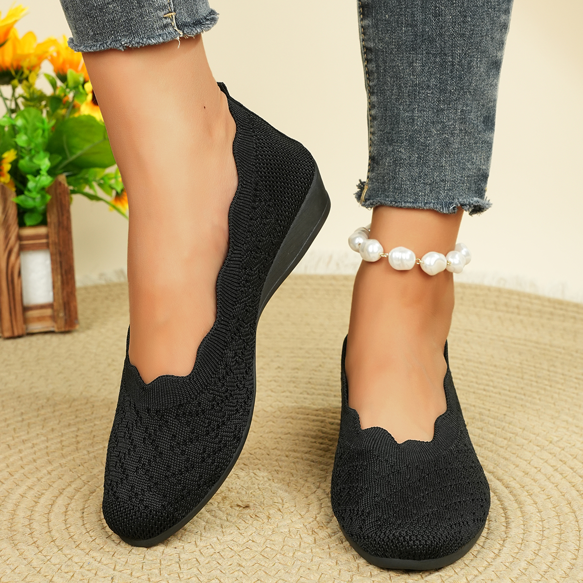 Women's Breathable Knit Flats  - Slingback Pumps Women ulasan dan harga