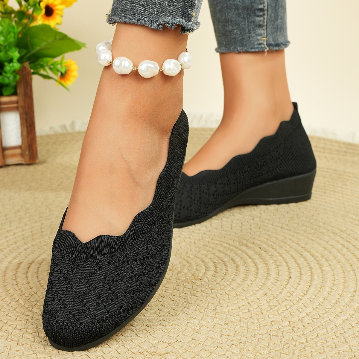Women's Breathable Knit Flats  - Slingback Pumps Women ulasan dan harga
