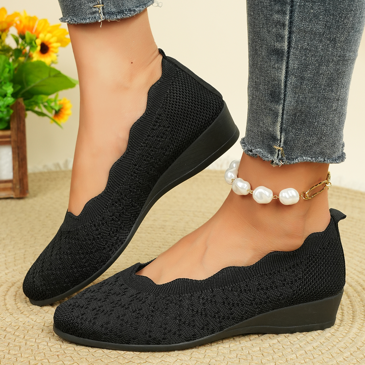 Women's Breathable Knit Flats  - Slingback Pumps Women ulasan dan harga