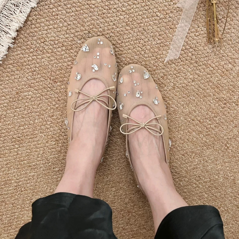Diamond Luxury Mesh Mules Sand - Square Toe Mule ulasan dan harga