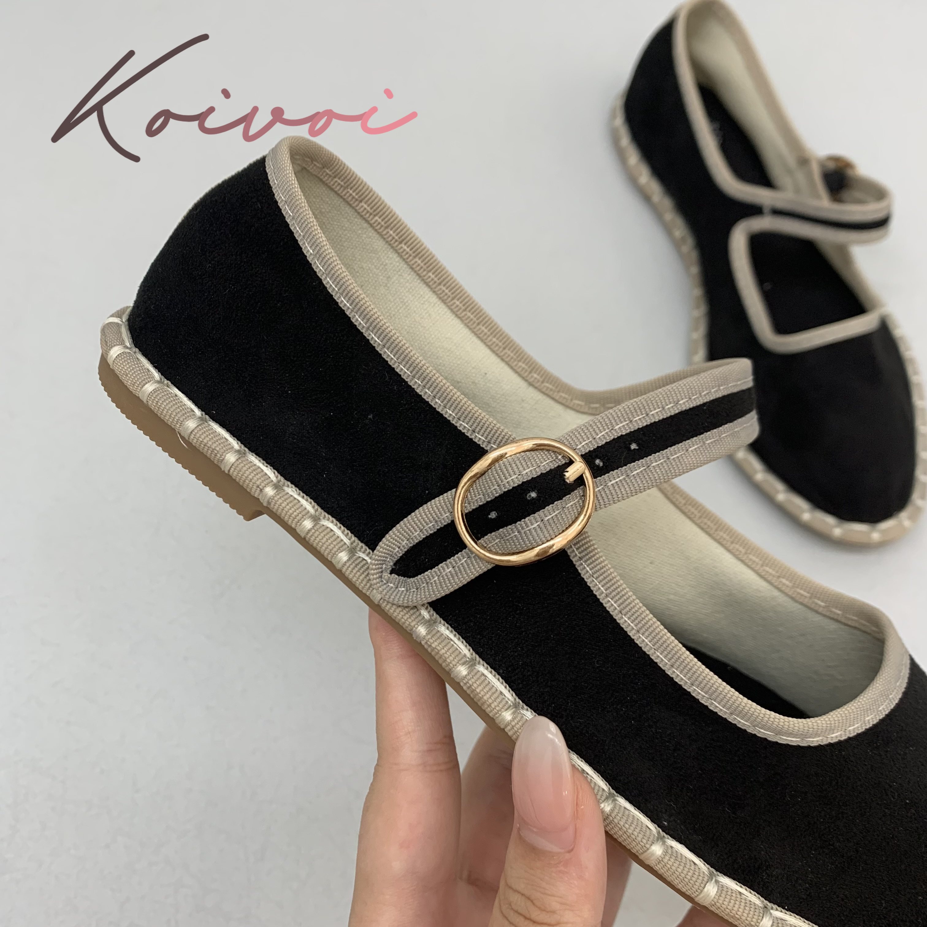 Hand Stitch Buckle Strap Flats - Women Shoes Jeans ulasan dan harga