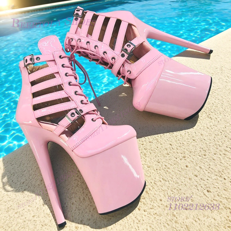 Pink Patent Leather Striped Ho - Women Shoes Black ulasan dan harga