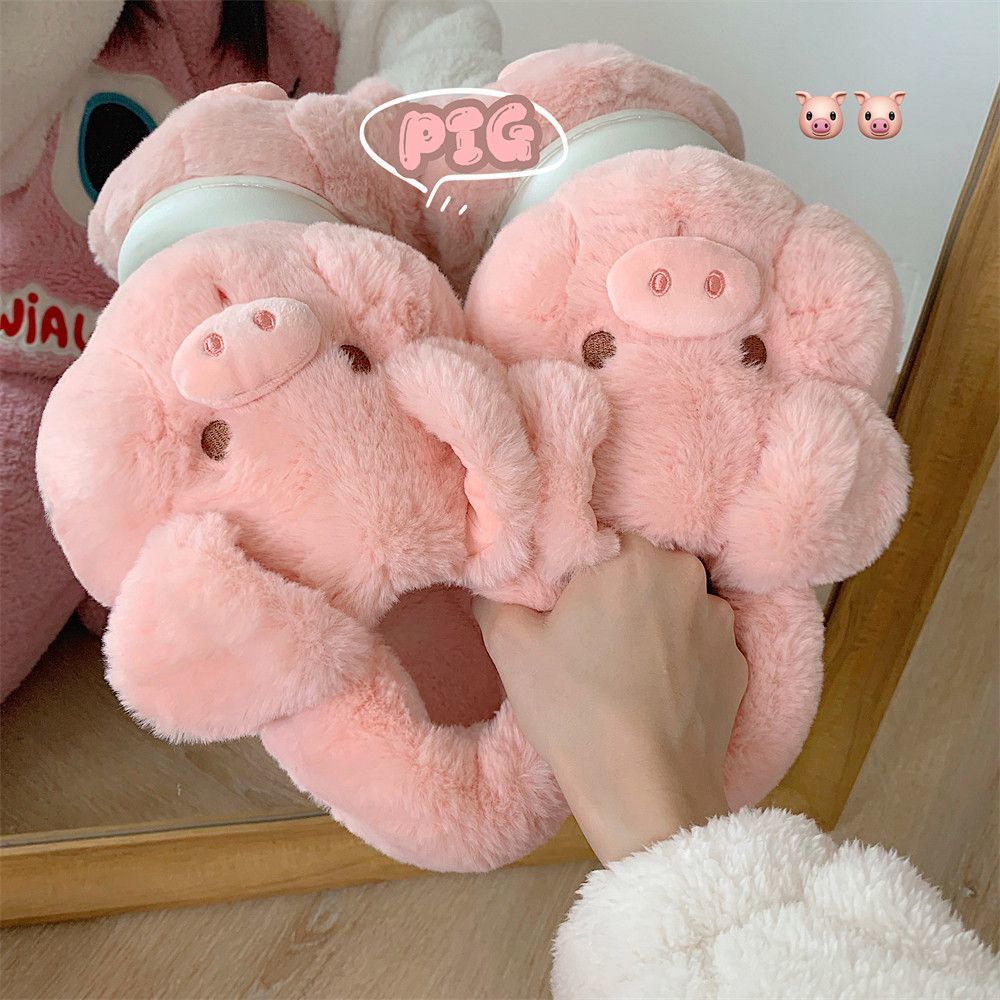 Feerldi Pink fluffy pig slippe - Women'S Shoes For Fall ulasan dan harga
