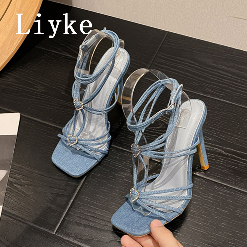 Liyke Summer Blue Denim Sandal - Women Shoes Jeans ulasan dan harga