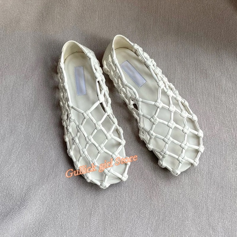 French Woven Mesh Hollow flat  - Slingback Pumps Women ulasan dan harga