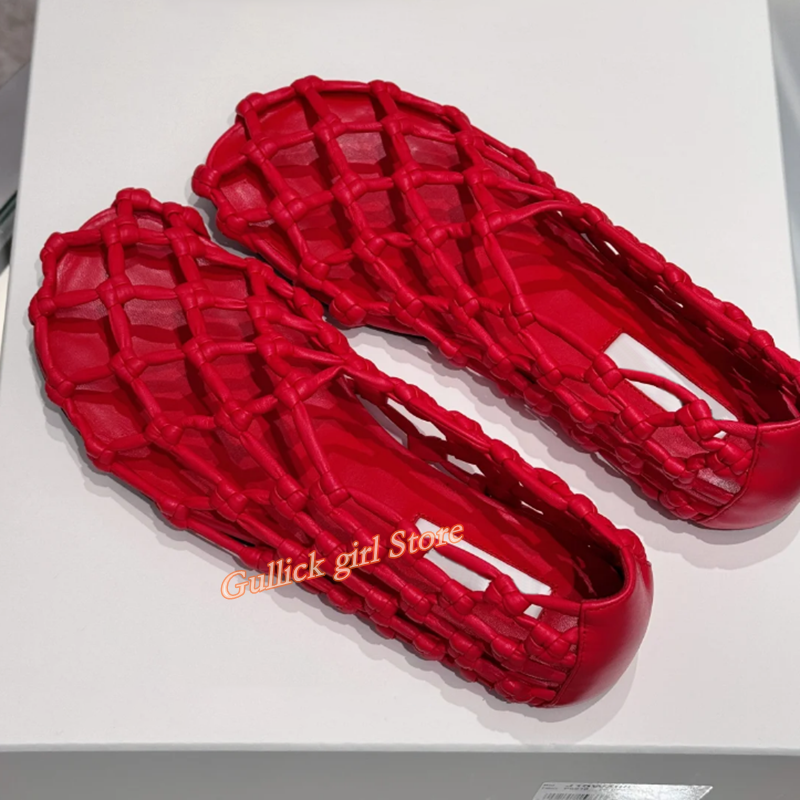 French Woven Mesh Hollow flat  - Slingback Pumps Women ulasan dan harga