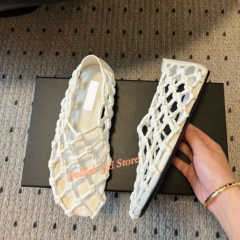 French Woven Mesh Hollow flat  - Slingback Pumps Women ulasan dan harga