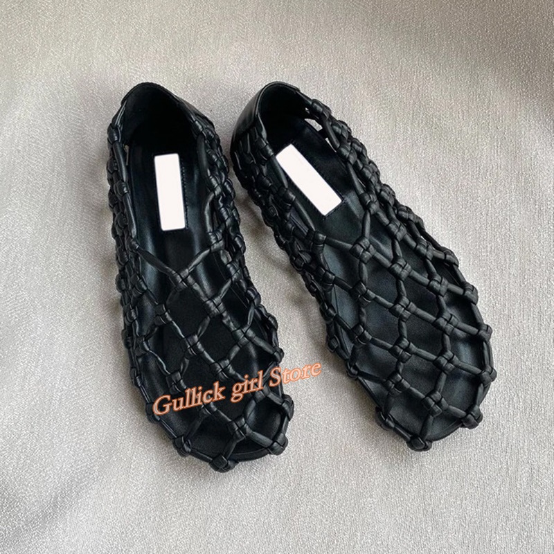 French Woven Mesh Hollow flat  - Slingback Pumps Women ulasan dan harga