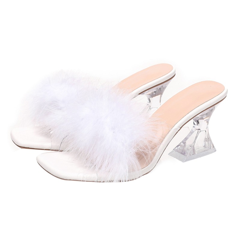 2025 New Elegant Sexy Feather  - Square Toe Mule ulasan dan harga