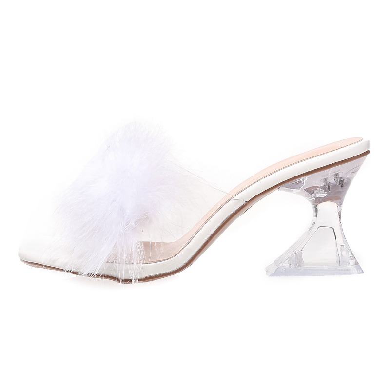 2025 New Elegant Sexy Feather  - Square Toe Mule ulasan dan harga