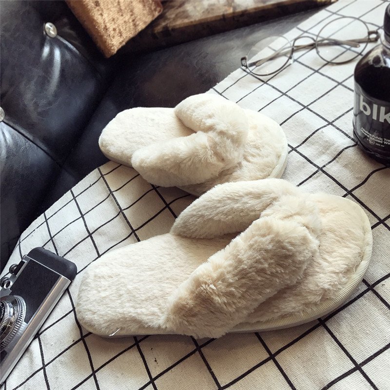 Cross Warm Fluffy Furry Slippe - Women'S Shoes For Fall ulasan dan harga