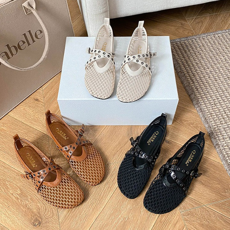 Hollow Out Mesh Mary Jeans Fla - Women Shoes Jeans ulasan dan harga