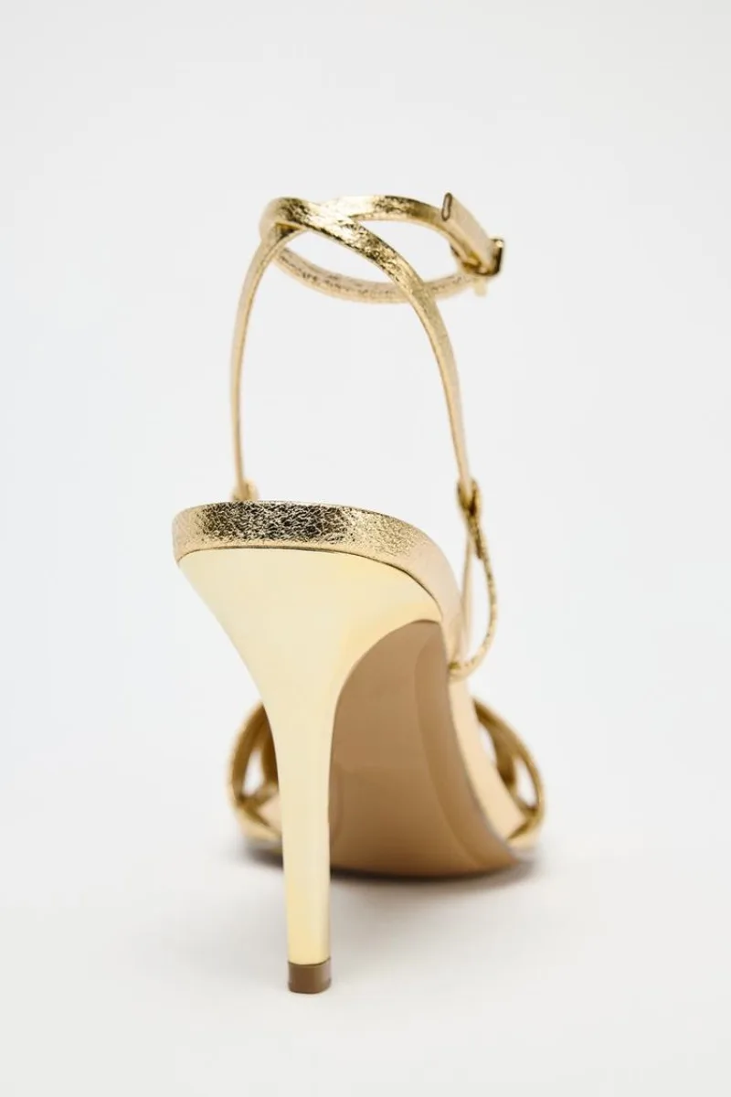 Fashion Gold Thin Heeled Sanda - Women Shoes Luxury Brand ulasan dan harga