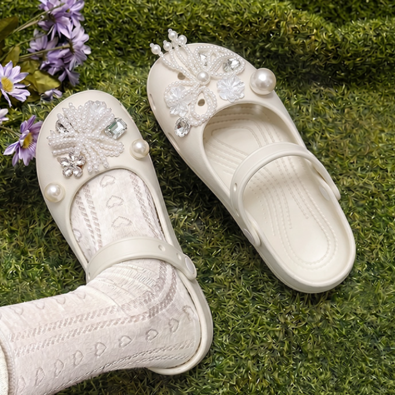 Elegant Pearl Bowknot Soft Sol - Women Shoes Japanese Brand ulasan dan harga