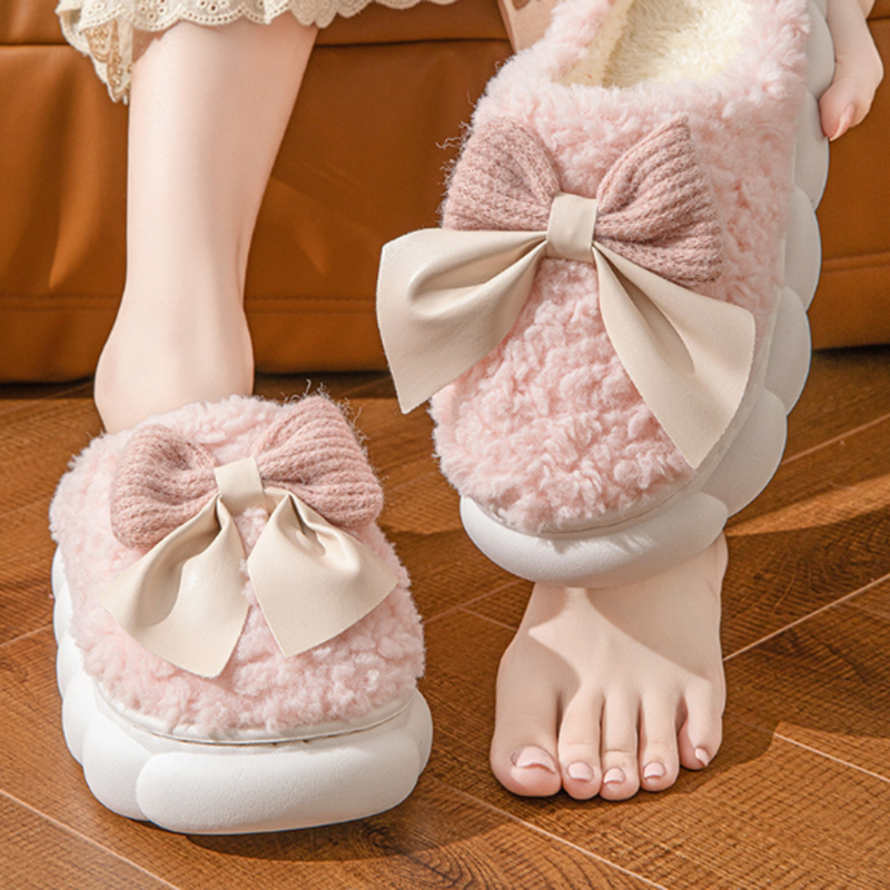 Sweet Bowknot Furry Indoor Sli - Women'S Shoes For Fall ulasan dan harga