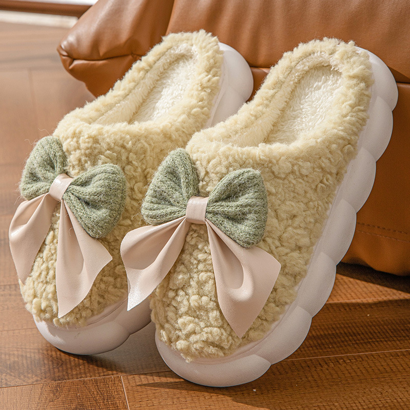 Sweet Bowknot Furry Indoor Sli - Women'S Shoes For Fall ulasan dan harga