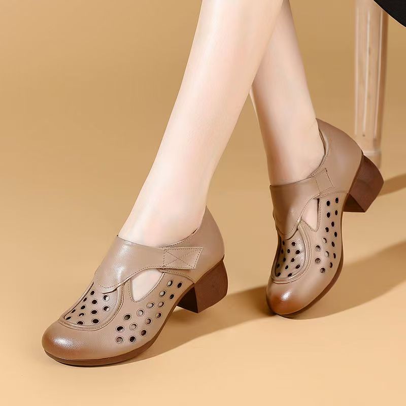 Women's Summer New Leather Hol - Square Toe Mule ulasan dan harga