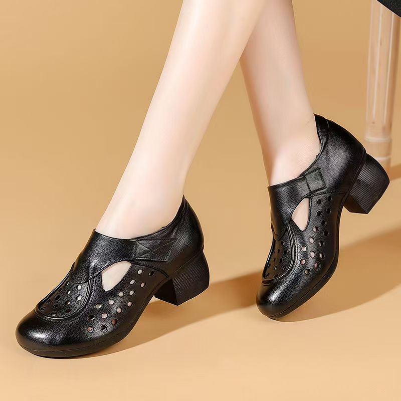 Women's Summer New Leather Hol - Square Toe Mule ulasan dan harga