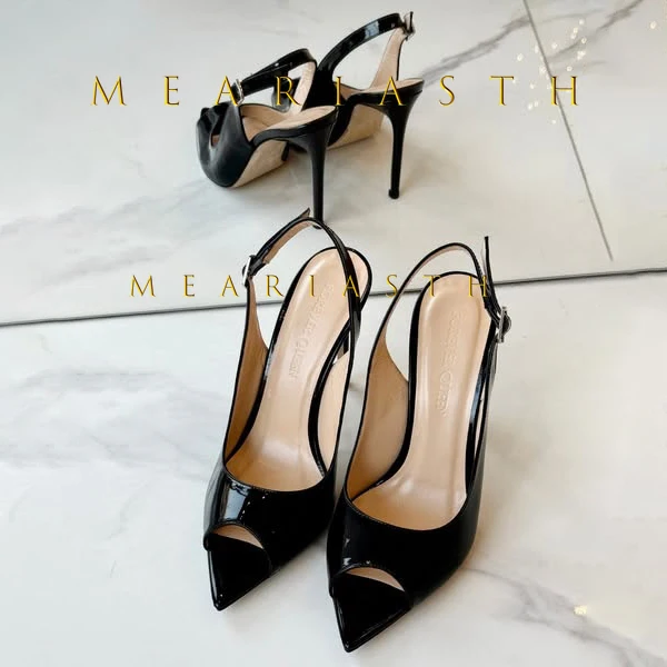 Patent Leather Sandals In Blac - Women Shoes Japanese Brand ulasan dan harga