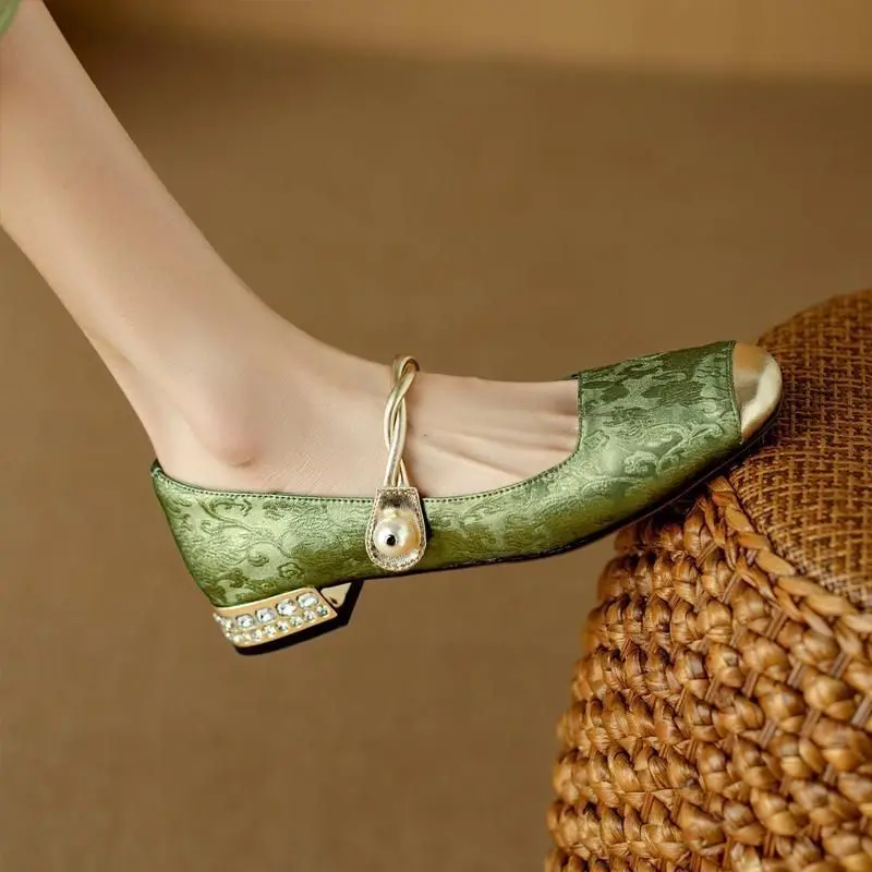 Block Heel Woman Pumps Square  - Women Shoes Japanese Brand ulasan dan harga