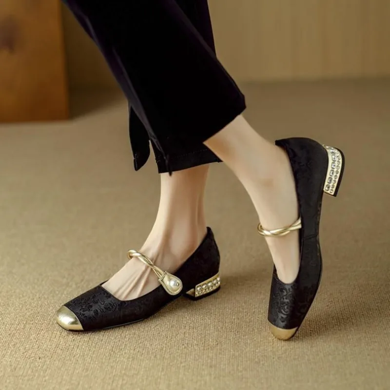 Block Heel Woman Pumps Square  - Women Shoes Japanese Brand ulasan dan harga